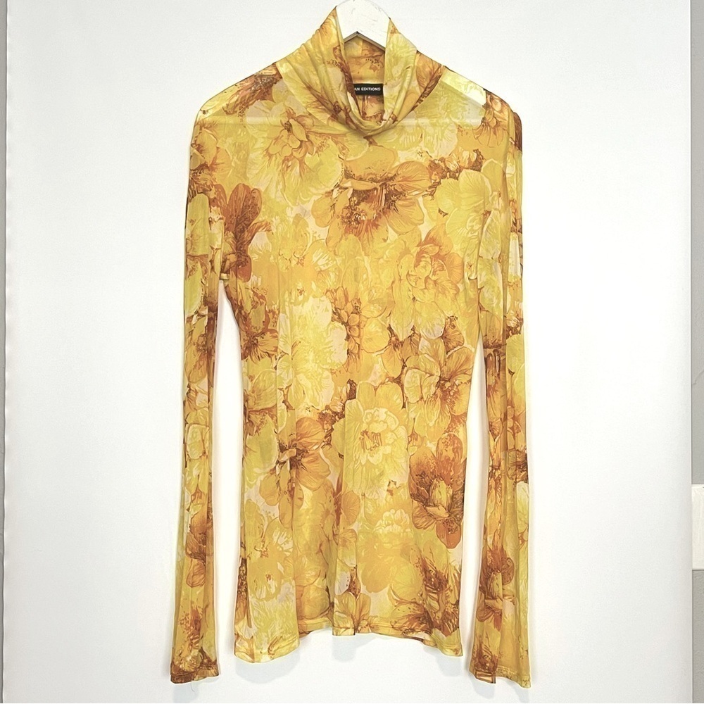 Kwaidan Editions Floral Mesh Roll Neck Top Yellow Size 40 (US 8) - Picture 5 of 11